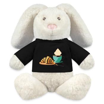 Petit-déjeuner : Croissant & Café - Lapin en peluche recyclé MiniFeet® Crème - noir - Devant