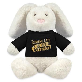 Spätes Cardio - Sport Humor - MiniFeet® RecycelHase® Creme - Schwarz - Vorne