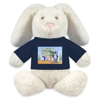 Enseignant Narval - Lapin en peluche recyclé MiniFeet® Crème - bleu marine - Devant