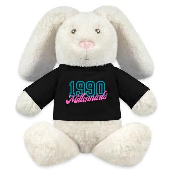 Retro 1990 Millennial Digital Style Design - MiniFeet® RecycelHase® Bunny Cream - black - Front
