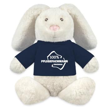 Profession : Spécialiste en soins infirmiers - Lapin en peluche recyclé MiniFeet® Crème - bleu marine - Devant