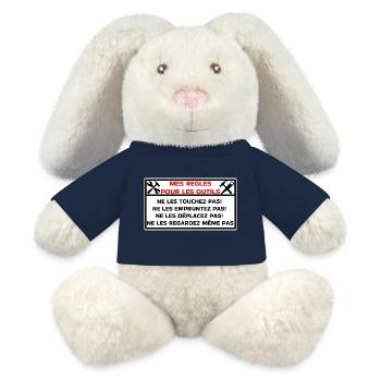 Outils - Lapin en peluche recyclé MiniFeet® Crème - bleu marine - Devant