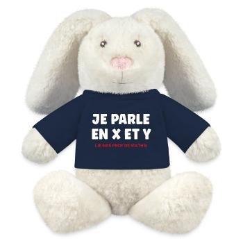 Je Parle en X et Y — Prof de Maths - Lapin en peluche recyclé MiniFeet® Crème - bleu marine - Devant