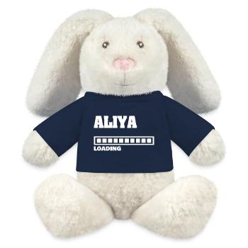 Aliya de naissance - Lapin en peluche recyclé MiniFeet® Crème - bleu marine - Devant