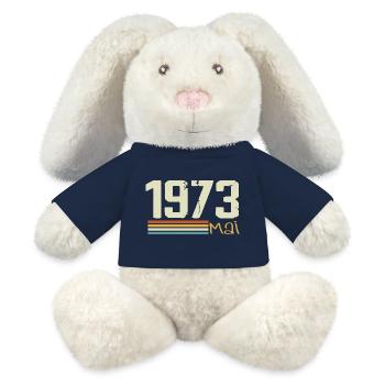 Mai 1973 - Lapin en peluche recyclé MiniFeet® Crème - bleu marine - Devant