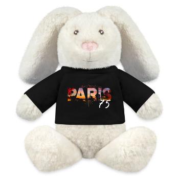 Paris 75 - Lapin en peluche recyclé MiniFeet® Crème - noir - Devant