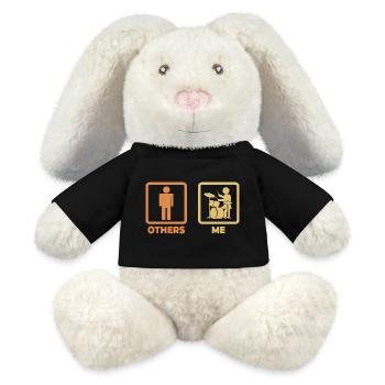 Figurine bâton de batteur - Lapin en peluche recyclé MiniFeet® Crème - noir - Devant