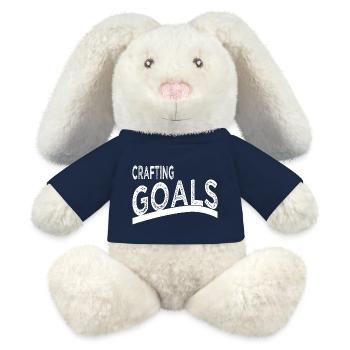 Inventivité Art Striker Citation drôle Idéation - Lapin en peluche recyclé MiniFeet® Crème - bleu marine - Devant