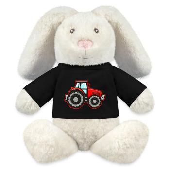 Bauers Roter Traktor - MiniFeet® RecycelHase® Creme - Schwarz - Vorne