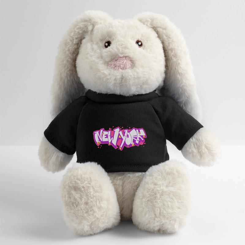 Graffiti horizontal de New York 2 Lapin en peluche recyclé MiniFeet® Crème