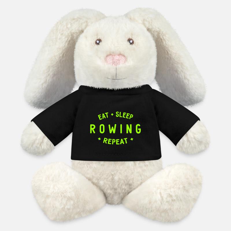 Manger dormir ramer Répéter - Aviron - Rameurs - Lapin en peluche recyclé MiniFeet® Crème - noir
