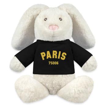 6e arrondissement de PARIS - Lapin en peluche recyclé MiniFeet® Crème - noir - Devant
