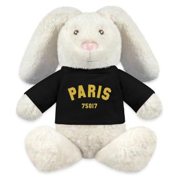 17e arrondissement de PARIS - Lapin en peluche recyclé MiniFeet® Crème - noir - Devant