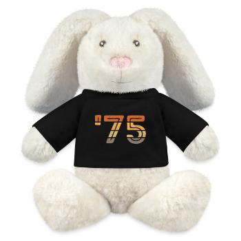 Year '75 - 1975 - Lapin en peluche recyclé MiniFeet® Crème - noir - Devant