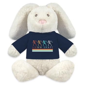 Fracture du bras Fracture osseuse du squelette d’Halloween - Lapin en peluche recyclé MiniFeet® Crème - bleu marine - Devant