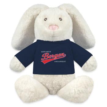 Je me suis perdu à Bergen et j’ai adoré - Voyage en Norvège - Lapin en peluche recyclé MiniFeet® Crème - bleu marine - Devant