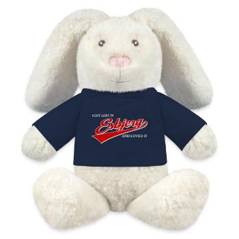 Je me suis perdu à Esbjerg et j’ai adoré - Lapin en peluche recyclé MiniFeet® Crème - bleu marine - Devant