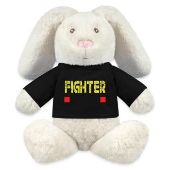 Base de texte FIGHTER - Lapin en peluche recyclé MiniFeet® Crème - noir - Devant