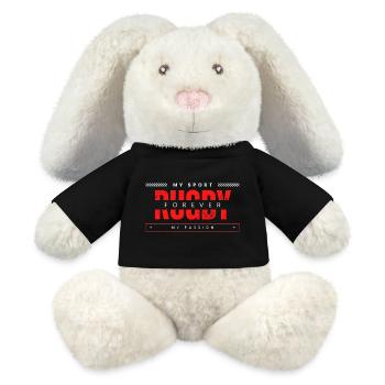 Rugby forever my sport my passion - MiniFeet® RecycelHase® Bunny Cream - black - Front