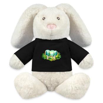 Lapins Mignons avec des Donuts dans la Forêt - Lapin en peluche recyclé MiniFeet® Crème - noir - Devant