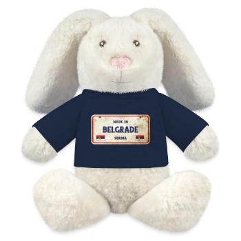 Belgrade Serbia vintage sign - MiniFeet® RecycelHase® Bunny Cream - french navy - Front