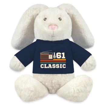 Anniversaire 1961 retro classic - Lapin en peluche recyclé MiniFeet® Crème - bleu marine - Devant