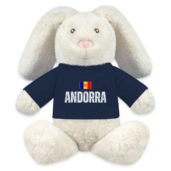 Drapeau d’Andorre, fierté andorrane - Lapin en peluche recyclé MiniFeet® Crème - bleu marine - Devant