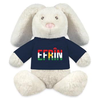 Symbole de paix des Kurdes du Kurdistan avec drapeau national - Lapin en peluche recyclé MiniFeet® Crème - bleu marine - Devant