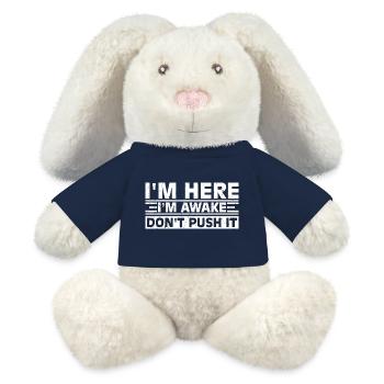 Aufwachen Slogan Fettes Typografie-T-Shirt - MiniFeet® RecycelHase® Creme - French Navy - Vorne