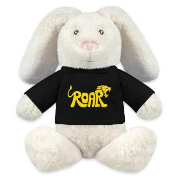 Löwe Brüllen Schriftzug Design - MiniFeet® RecycelHase® Creme - Schwarz - Vorne