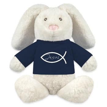 Jésus poisson blanc Ichthys poisson poisson poisson - Lapin en peluche recyclé MiniFeet® Crème - bleu marine - Devant