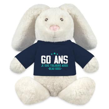 Beau goss Cadeau Anniversaire 60 ans Humour - Lapin en peluche recyclé MiniFeet® Crème - bleu marine - Devant