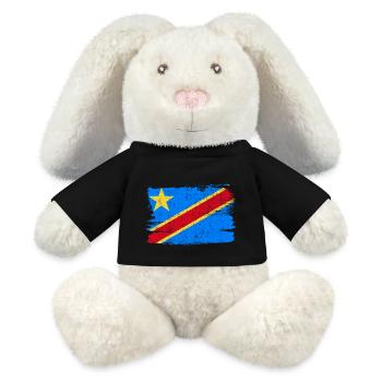 Flagge der Demokratischen Republik Kongo - MiniFeet® RecycelHase® Creme - Schwarz - Vorne