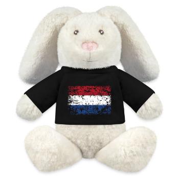 Drapeau des Pays-Bas VINTAGE - Lapin en peluche recyclé MiniFeet® Crème - noir - Devant