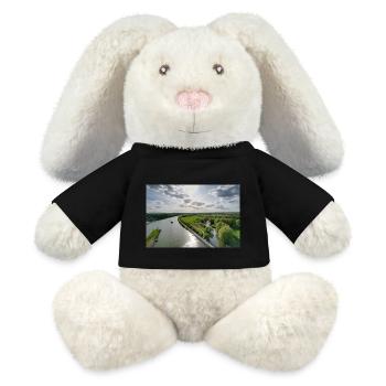 Frachtschiff auf dem Mittellandkanal Luftaufnahme - MiniFeet® RecycelHase® Creme - Schwarz - Vorne