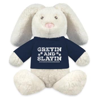 Greyin And Slayin - Funny Workout Gym - MiniFeet® RecycelHase® Bunny Cream - french navy - Front