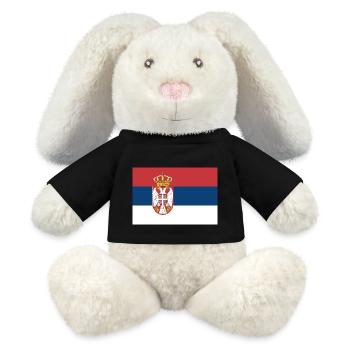 Serbie - Lapin en peluche recyclé MiniFeet® Crème - noir - Devant