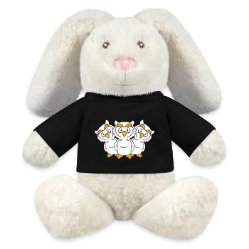3 Eulen Team Freunde Party Crew drei Brüder Truppe - MiniFeet® RecycelHase® Creme - Schwarz - Vorne