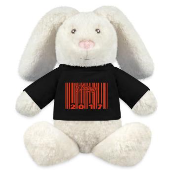 Vintage 2017 born in 2017 8 years old bar code anniversair - MiniFeet® RecycelHase® Bunny Cream - black - Front