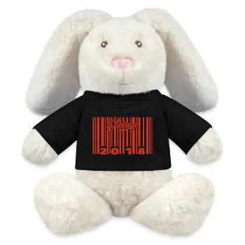 Vintage 2018 born in 2018 7 years bar code anniversair - MiniFeet® RecycelHase® Bunny Cream - black - Front