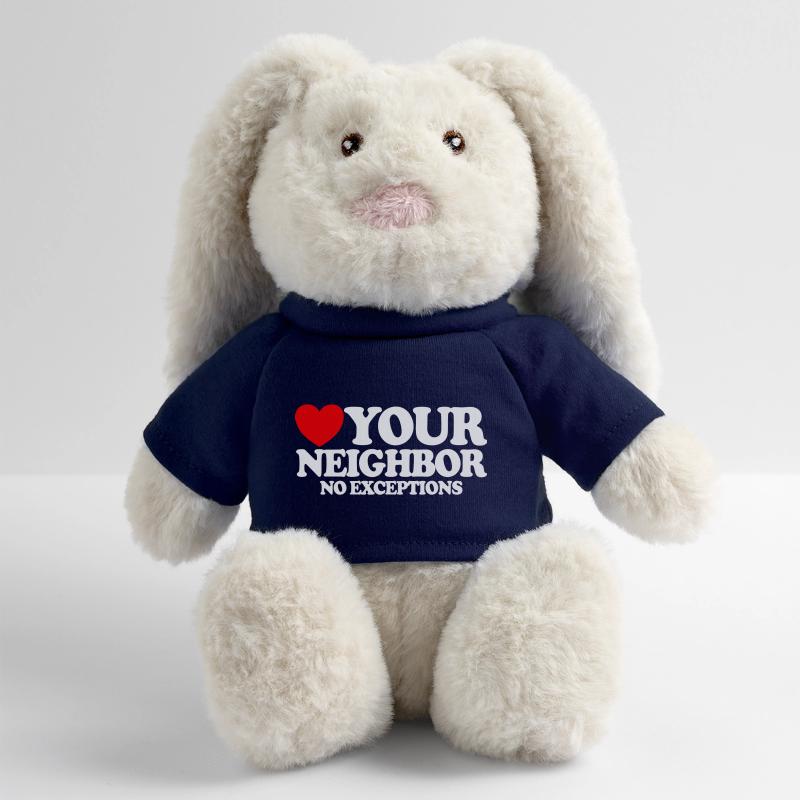 Aimez votre prochain – sans exception. Christian Lapin en peluche recyclé MiniFeet® Crème
