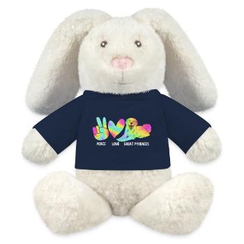 Chien des Pyrénées - Lapin en peluche recyclé MiniFeet® Crème - bleu marine - Devant