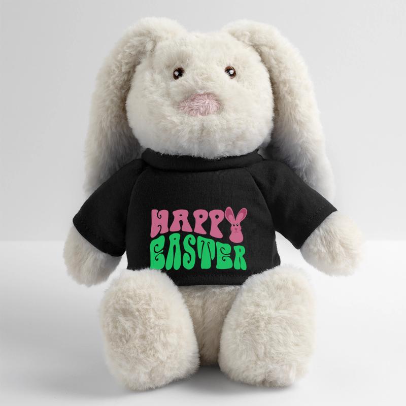 Frohe Ostern - Joyeuses Pâques Lapin en peluche recyclé MiniFeet® Crème