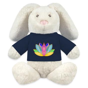 Lotus en fleurs Mandala Design - Lapin en peluche recyclé MiniFeet® Crème - bleu marine - Devant