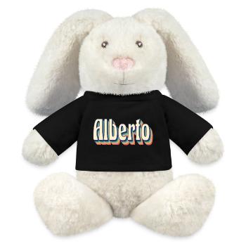 Alberto Retro T-Shirt Vintage T-shirt cadeau - Lapin en peluche recyclé MiniFeet® Crème - noir - Devant