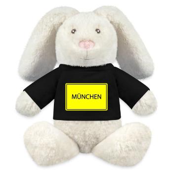 ortsschild münchen - MiniFeet® RecycelHase® Creme - Schwarz - Vorne
