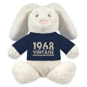 Jahrgang 1968 Bursdag - Unikat - MiniFeet® RecycelHase® Creme - French Navy - Vorne