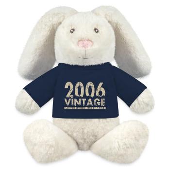 Jahrgang 2006 Bursdag - Unikat - MiniFeet® RecycelHase® Creme - French Navy - Vorne