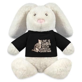 Vivre c’est mieux avec un chat américain à poil court Owne - Lapin en peluche recyclé MiniFeet® Crème - noir - Devant