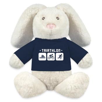Triathlon Sport - Lapin en peluche recyclé MiniFeet® Crème - bleu marine - Devant